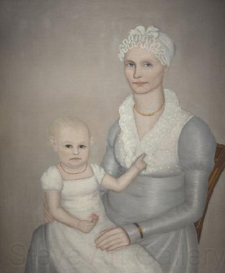 Ammi Phillips Mrs. Wilbur Sherman and daughter Sarah Spain oil painting art